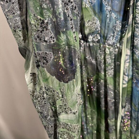 Bejeweled glitter embellished floor length maxi dress & duster jacket set - Picture 6 of 16